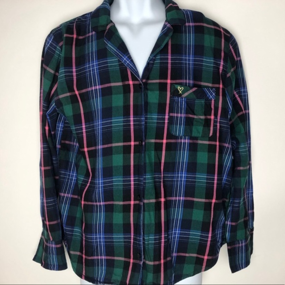 Victoria's Secret Sleep Shirt Blue Plaid Women's‎ Medium